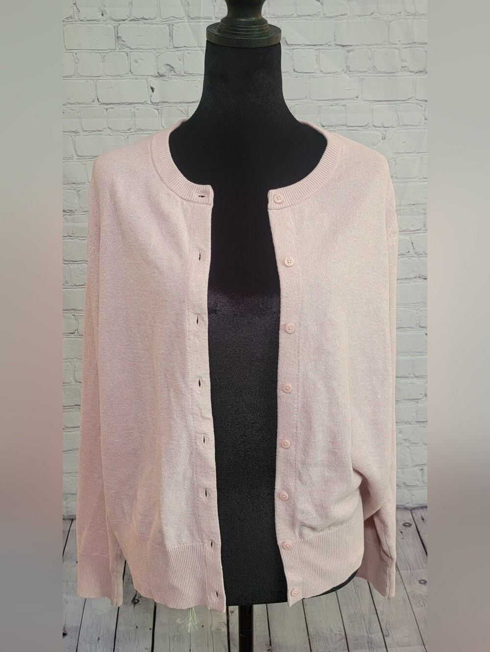 Croft & Barrow Light Pink Crewneck Button Cardigan Sweater - Women's XL